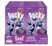 Glico Pocky Crushed Fruits Blueberry Yogurt Coated Biscuit Stick Thai 38 G X 10