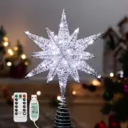 Lewondr Christmas Star Tree Topper, USB Powered Remote Controlled 11 Inch Mul...