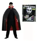 Mens Vampire Halloween Costume Dracula Adult Cape, Teeth & Make-up Set-OS