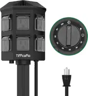Outdoor Power Strip Timer, Dusk to Dawn Sensor Outdoor Timer for Lights, 6 Feet