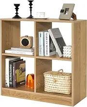 Giantex 4-Cube Bookcase, Floor Open Bookshelf with 2 Anti-Tipping Kits, Modern Shelving Organizer, Display Shelf for Living Room, Bedroom & Study, Easy Assembly (Natural)