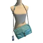 Rebecca Minkoff Womens Mini Mac Leather Chain Link Strap Crossbody Bag Minty