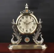 Antique style clock, classic, European, metal, peacock, object, furniture