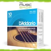 10 Pack, D'Addario EJ16-10P 12-53 Light Phosphor Bronze Acoustic Guitar Strings