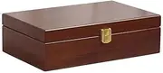 E-isata Solid Wooden Jewelry Box for Women, 2-Layer Large Organizer Box with Mirror for Rings, Earrings, Necklaces, Vintage Style Wood