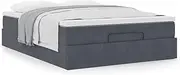 vidaxl Ottoman Bed Frame with Mattress - Dark Grey Velvet Queen with Storage and Pocket Spring Mattress