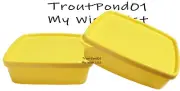 Tupperware Square Rounds 8 oz Half Size Freezer Mini Containers Set 2 Yellow New