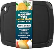 Dishwasher Safe Cutting Boards for Kitchen - Extra Large Composite Wood Cutting Board with Non-Slip Feet & Juice Groove - Thin & Lightweight Eco-Friendly Chopping Board (18 x 12 Inch, Slate Black)