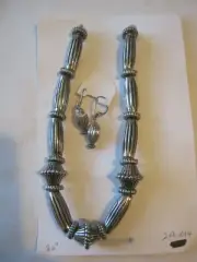 Jewelry By D Ann Silver Beaded Necklace, Silver Cord, Earrings (AM-2)