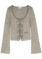 Ganni Glittered Ribbed-knit top - Silver - S (UK8-10 / S) S (UK8-10 / S)