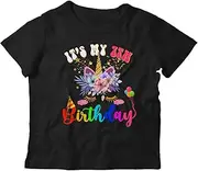 [Generic] It's My 7th Birthday Cute Happy Birthday Kids Floral Flowers Unicorn Lover Matching Family Group Youth T-Shirt