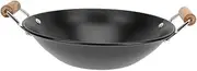KICHOUSE Stainless Steel Pot Overflow 23cm Wok Pan Single Serve Sleek Finish Black Camping Cookware