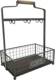 Rae Dunn Coffee Mug Holder -6 Hook Coffee Cup Rack with Rectangular Rustic Style