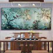 Vibrant Birds Flowers & Lush Greenery Unframed Canvas Painting for Living