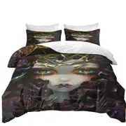 Gothic Art the Language of Flowers Black Roses Girl Quilt Cover