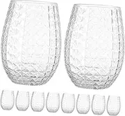 CHILDWEET 12pcs Pineapple Drinking Cups Shatterproof Wine Glasses for Weddings Hawaiian Parties Outdoor Events Unbreakable Tumblers with Capacity