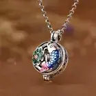 Real 925 Sterling Silver Blue Fish Pattern Round Box Pendant 2.3cm L