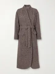 [Brunello Cucinelli] Brunello Cucinelli - Belted Wool And Cashmere-blend Bouclé Coat - Brown - IT46 IT 46 Brown