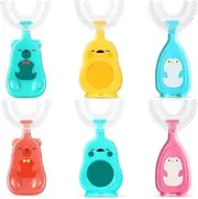 Honeydak 6 Pack Kids U Shaped Toothbrush 360 Toothbrush Age 2-6 Kids Silicone Whole Mouth Toothbrush Half Circle Toothbrush U Type Toothbrush for Toddlers Children, 3 Styles (Classic Style)
