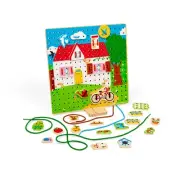 Bigjigs Toys House Lace-a-Shape Game - 30 Geometric Shape Lacing Cards & 6 Laces