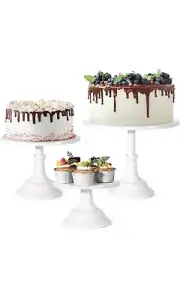 3Pcs Cake Stand, White Round Cupcake Stand 8/10/12Inch Dessert Display A-white