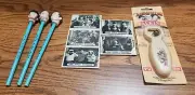 3 Stooges Bundled Items 1982 Picket Mirrors, 1991 Pencil Toppers & Talking Beer