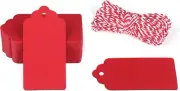 100PCS Red Gift Tags with String, 2'' X 4'' Blank Paper Gift Tags with Twine for