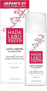 [Hada Labo Tokyo] Anti-Aging Hydrator 1.7 Fl. Oz - with Super Hyaluronic Acid, Collagen and Retinol Complex - lightweight anti aging serum helps increase firmness and elasticity, fragrance free