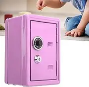 SustVita Children's Currency Bank, Safe and Lock Box for Kids, Outlast Metal Money Bank with Key and Combination Lock, Nice for Saving Currencys at Home (Pink)