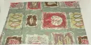Vintage 50s Exotic Leaves Fabric Panel Scrap Sample 16" X 24" Metallic Gold