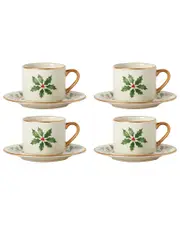 Lenox Set of 4 Holiday Espresso Cup & Saucers
