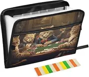 PDZRMY Cat Poker Table Expanding Filing Folder, 13 Pockets Expandable Document Organizer Folder with Zipper Closure for Home Office A4 Letter Size Paper Document