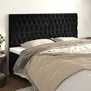 Upholstered Headboards for Bed, Adjustable Height Black Velvet Headboard, 4 pcs 100 cm Panels, Wall Mounted Bedroom Decor