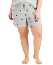 Jenni Plus Size Super Soft Printed Pajama Shorts, Grey, 3X