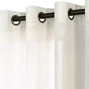78 Inch Long Linen Window Treatments Sheer Curtains for Living Room 2 Panels Set,Bronze Grommet Boho Farmhouse Natural Flax Light Filtering Curtain Drapes for Bedroom 52x78 in Length,Cream Ivory