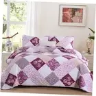 Purple Quilt Set King Boho Patchwork Bedspread Floral Coverlet Reversible Bed