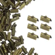 200Pcs 13mm Ribbon Crimp Clamp Ends Bookmark Pinch Cord End Clasps, Silver White