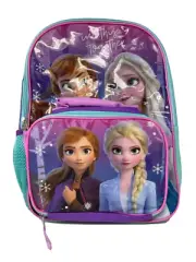 Frozen Elsa & Anna 16 inch Large Backpack With Matching Lunch Bag Set