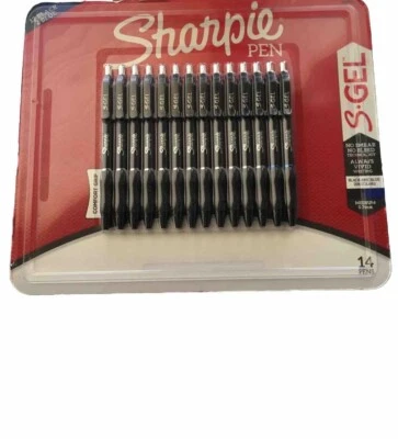 Sharpie S-Gel Gel Pens Medium Point 0.7mm (12 Black And 2 Blue) 14 Count NEW!!!