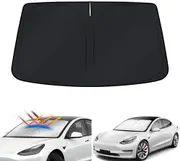 WindScreen Sun Shade for Tesla Model 3 2017-2023 Blocks UV Rays Foldable Custom Sun Visor Protector