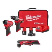 Milwaukee Hammer Drill + Impact Driver Kit 12V Cordless w/ Right Angle Drill