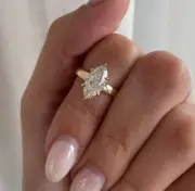 Real 2.08 Ct Marquis Cut Natural Diamond Proposal Ring 14K solid Yellow gold