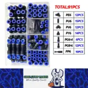 81pcs 6mm Air Pneumatic Connectors Fittings Kit with PE/PU/PV/PY/PG/PP Plugs