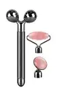 3-IN-1 Electric Jade Roller Vibrating Facial Roller Massager Anti Aging Rose