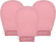 CheekyGlo Premium Exfoliating Glove (Pink)| Exfoliation | Body Exfoliator | Fake Tan Remover | Tanning Mitt | Exfoliation Mitt | Body Scrub | Exfoliating Body Scrubber (3 Pack)