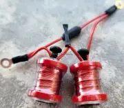1" 8-32 Tattoo Machine 7.5 Wrap Red Washers Clear Candy Red Handmade Forward