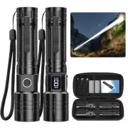 Tactical High Lumens Flashlights, LED Rechargeable Flashlight Super Bright Fl...