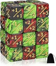 24 Pieces MTG Dice Counters Token Dice, Magic The Gathering Glitter Sparkle Dice, Loyalty Dice Starry Marble D6 Dice Cube Compatible with MTG, CCG, Card Gaming Accessory (Type 2)