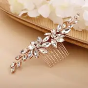 Flower Crystal Bridal Wedding Hair Comb Silver Rhinestone Hair Side Comb Brid...