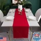 Linkslove Home Christmas Table Runner with Fringe- 14x72 Inch Red, 100% Pure